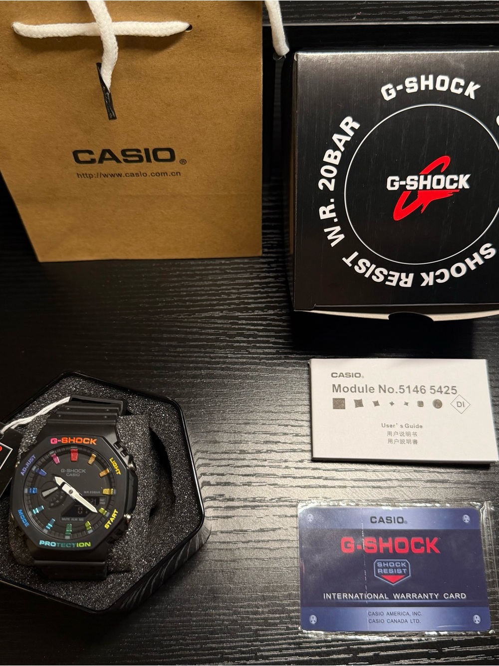 Casio G-Shock Black Resin Watch with Multicolor Accents